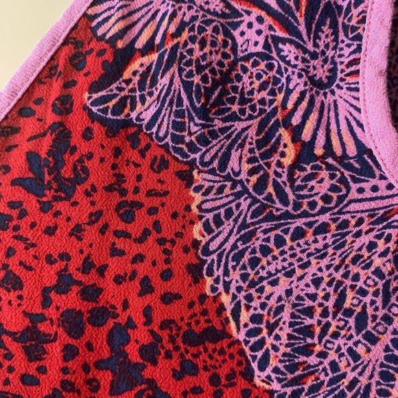 FREE PEOPLE Break Free Lilac/Red Boho Paisley Cropped Spaghetti Strap Tank Sz M - Picture 8 of 10